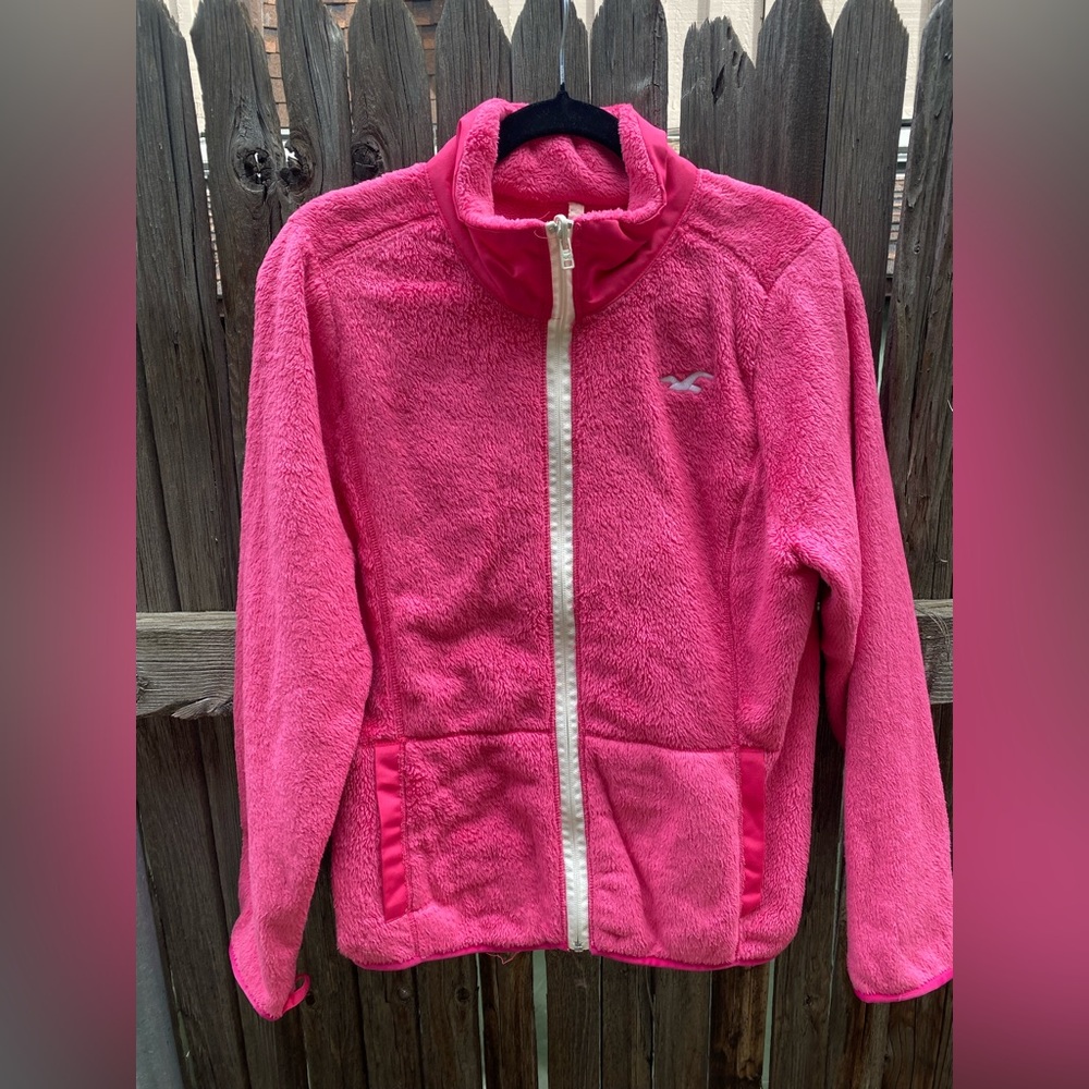 Hollister Hot Pink Plush Full-Zip Fleece Jacket